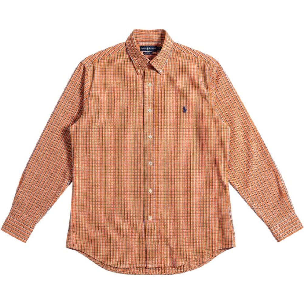 Ralph Lauren Classic Fit Button-Down | Large | Orange & Navy Plaid 🍊
